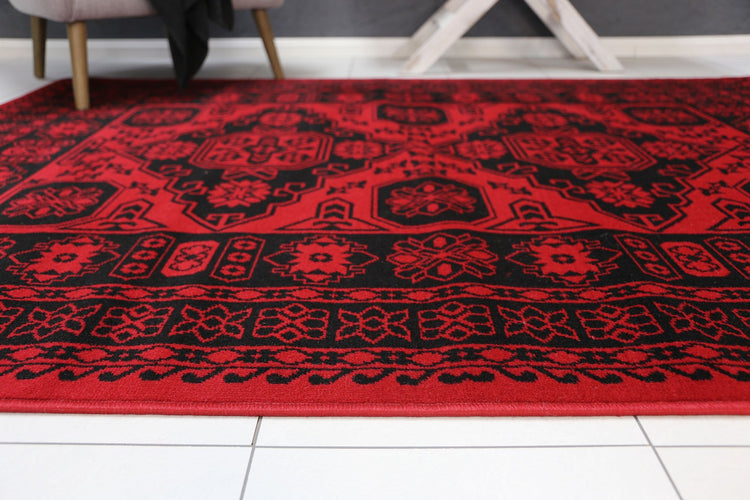 Allure Afghan Khal Rug Red