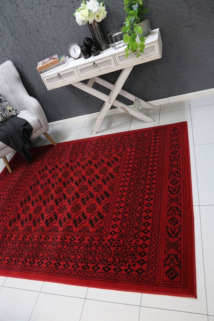 Allure Afghan Camel Red Rug