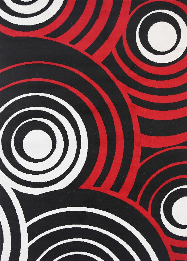 Allure Modern Circles Red Black Rug