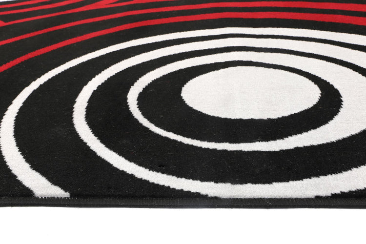 Allure Modern Circles Red Black Rug