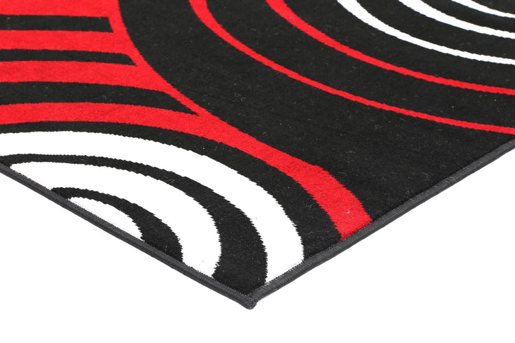 Allure Modern Circles Red Black Rug