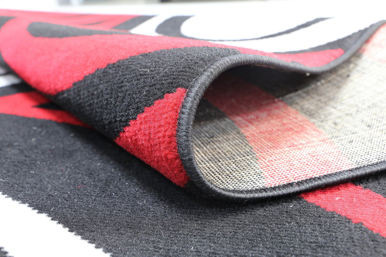 Allure Modern Circles Red Black Rug