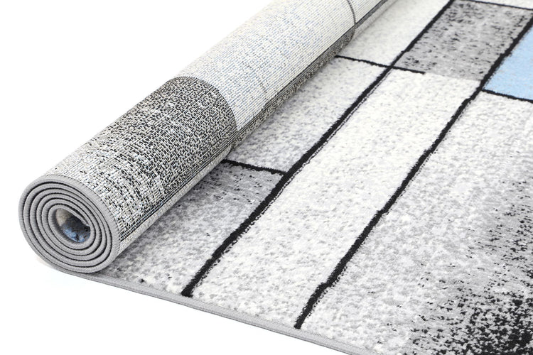 Allure Modern Squares Blue Grey Rug