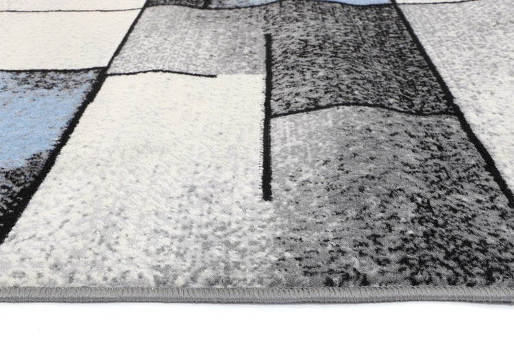 Allure Modern Squares Blue Grey Rug