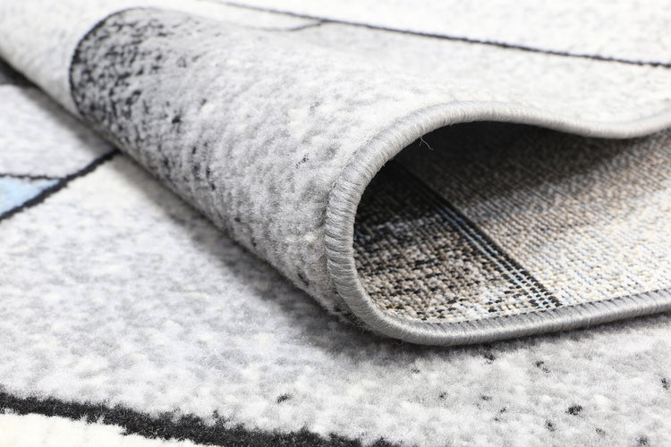 Allure Modern Squares Blue Grey Rug