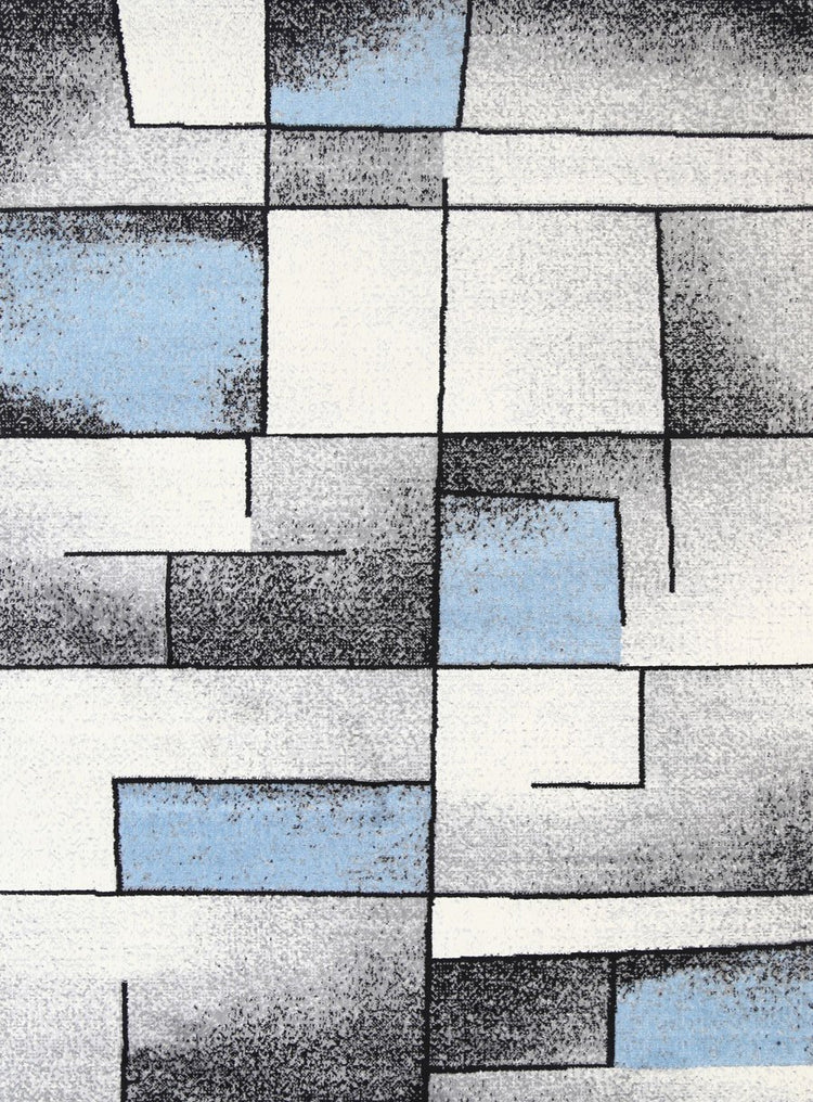Allure Modern Squares Blue Grey Rug