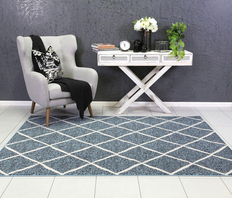 Allure Cross Diamond Blue Cream Rug