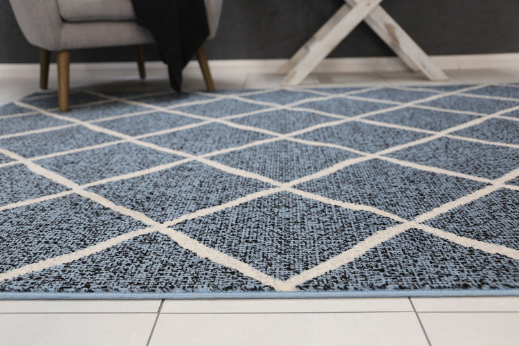 Allure Cross Diamond Blue Cream Rug