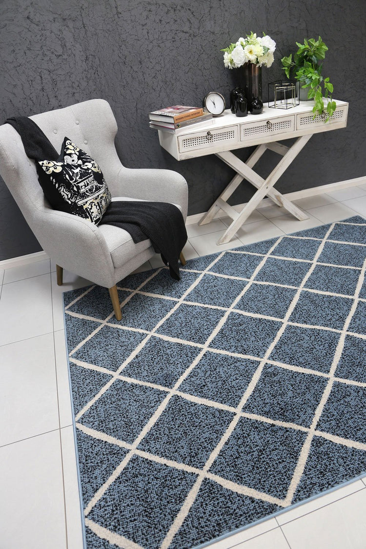 Allure Cross Diamond Blue Cream Rug