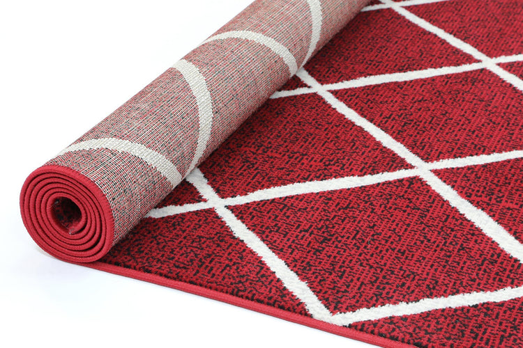 Allure Cross Diamond Red Cream Rug