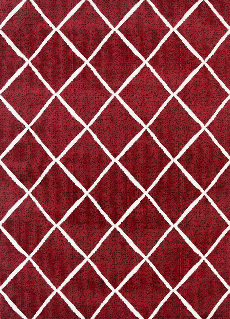 Allure Cross Diamond Red Cream Rug