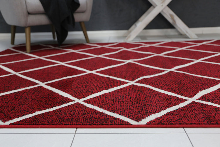 Allure Cross Diamond Red Cream Rug