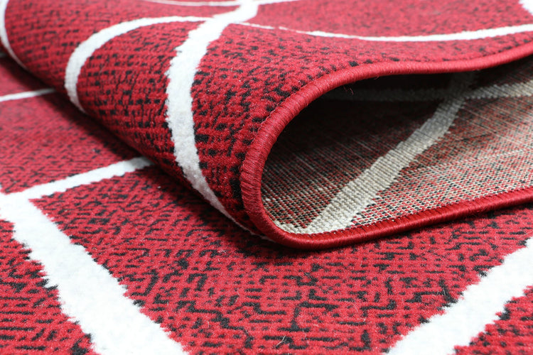 Allure Cross Diamond Red Cream Rug