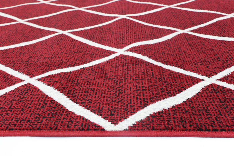 Allure Cross Diamond Red Cream Rug
