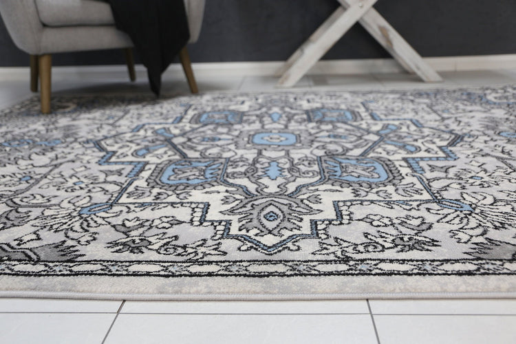 Allure Distressed Vintage Light Blue Light Grey Rug