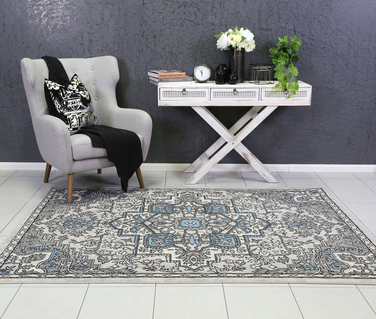 Allure Distressed Vintage Light Blue Light Grey Rug