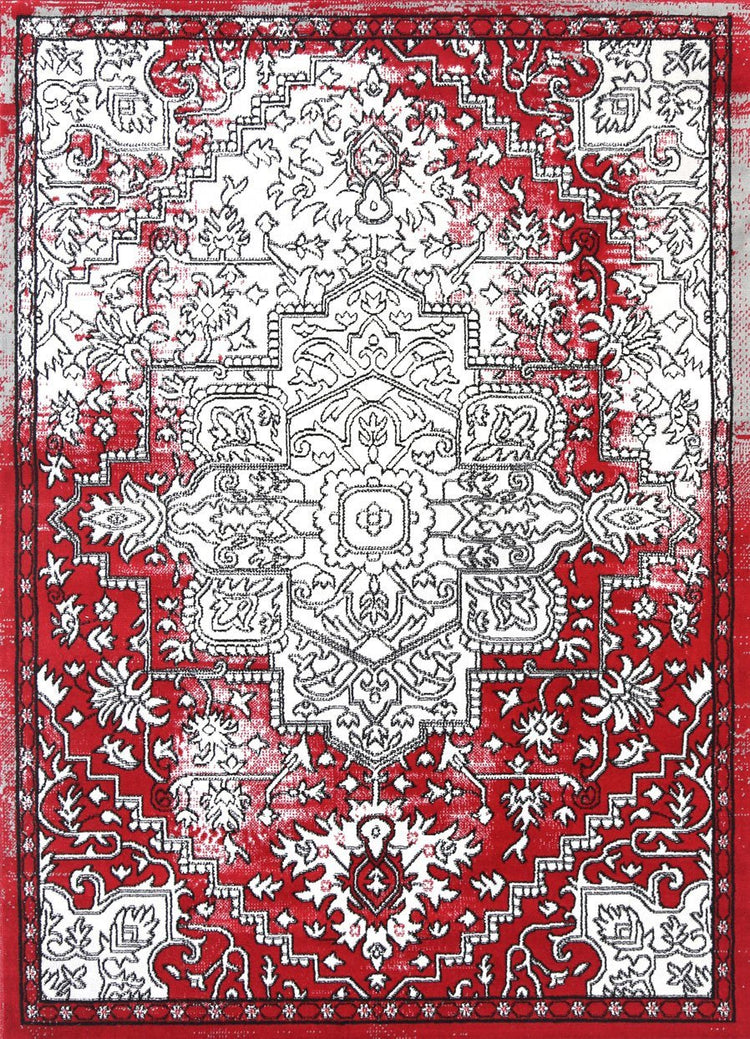 Allure Distressed Vintage Grey Red Rug