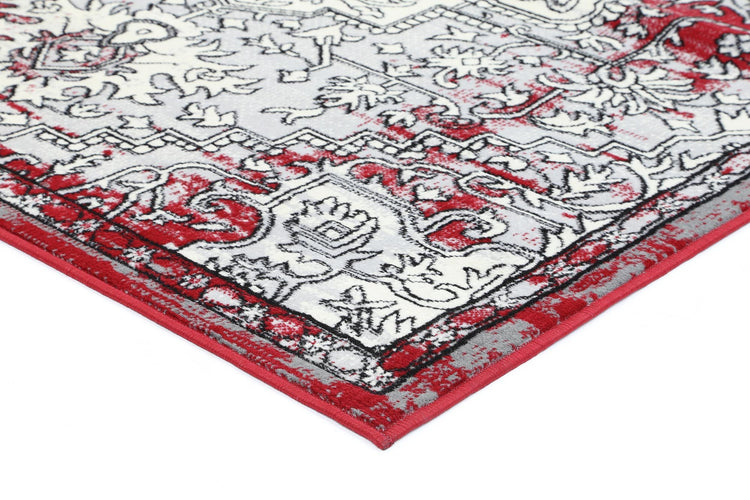 Allure Distressed Vintage Grey Red Rug