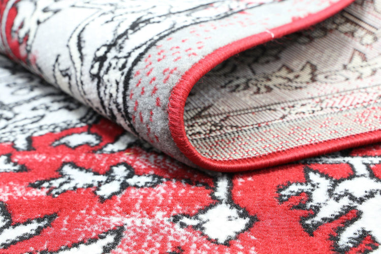 Allure Distressed Vintage Grey Red Rug
