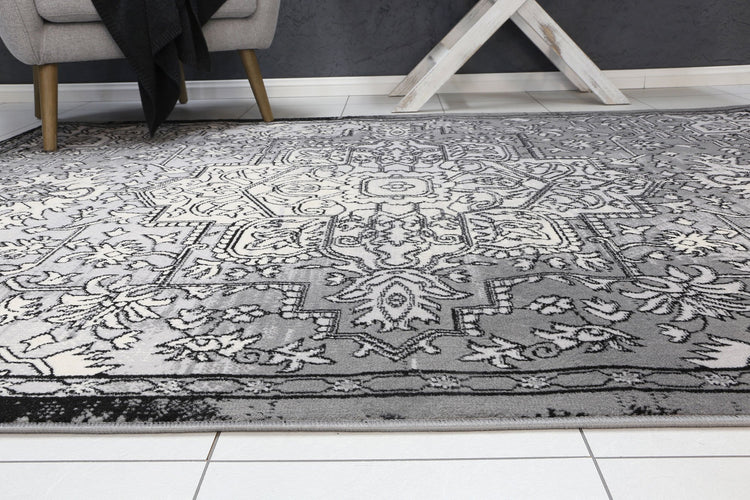 Allure Distressed Vintage Light Grey Dark Grey Rug