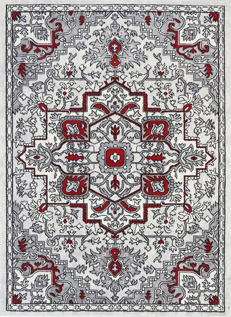 Allure Distressed Vintage Red Grey Rug