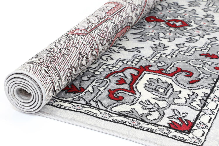 Allure Distressed Vintage Red Grey Rug