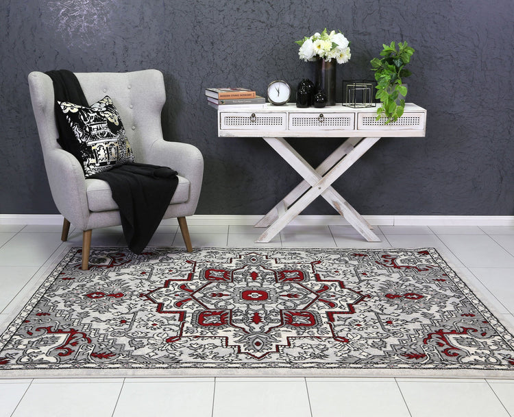 Allure Distressed Vintage Red Grey Rug