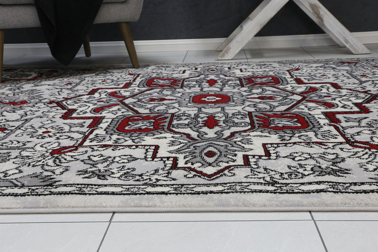 Allure Distressed Vintage Red Grey Rug