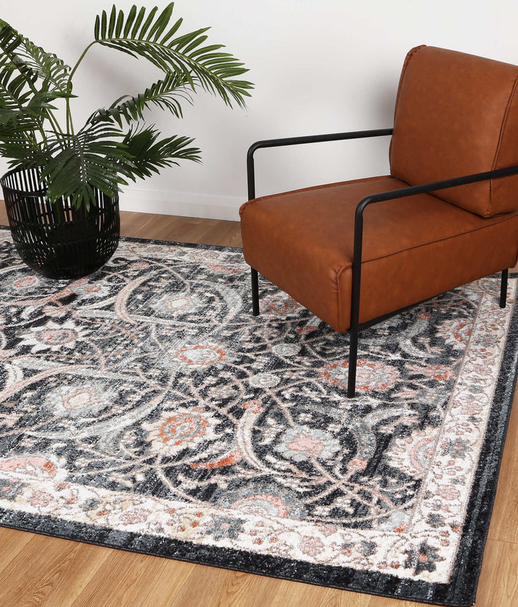 Anatolia Traditional Charcoal Cream Rug