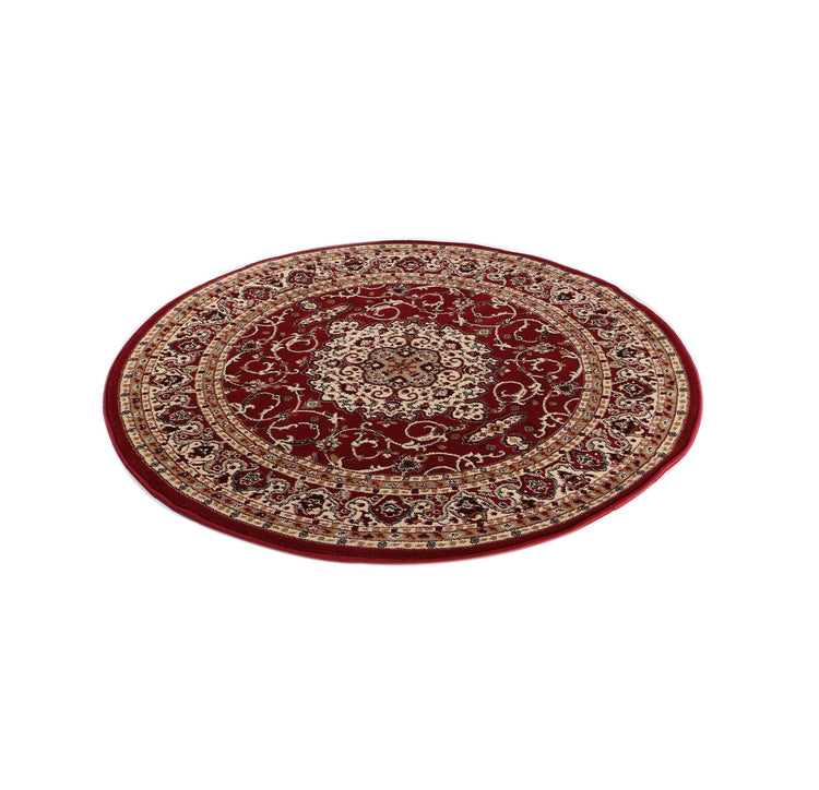 Ornate Red Bordered Traditional Flowered Rug