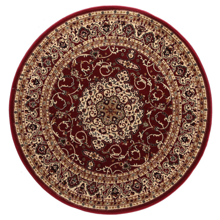 Ornate Red Bordered Traditional Flowered Rug