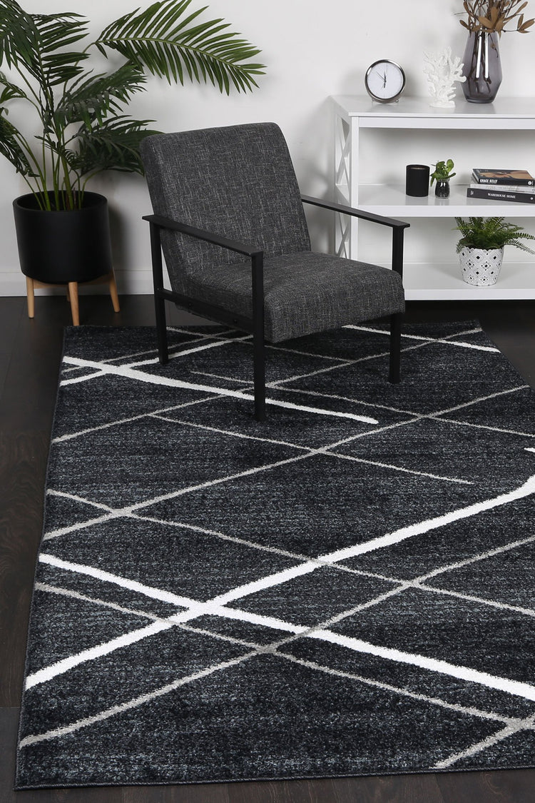Windjana Abstract Stripe Charcoal Rug