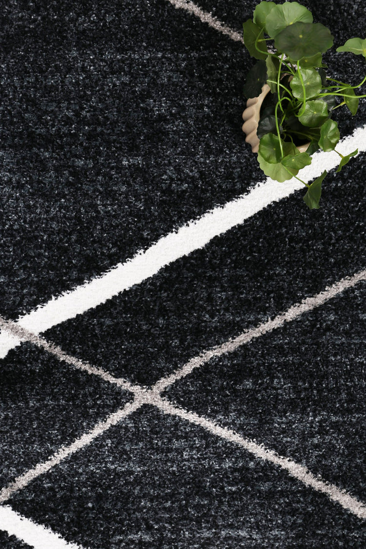 Windjana Abstract Stripe Charcoal Rug