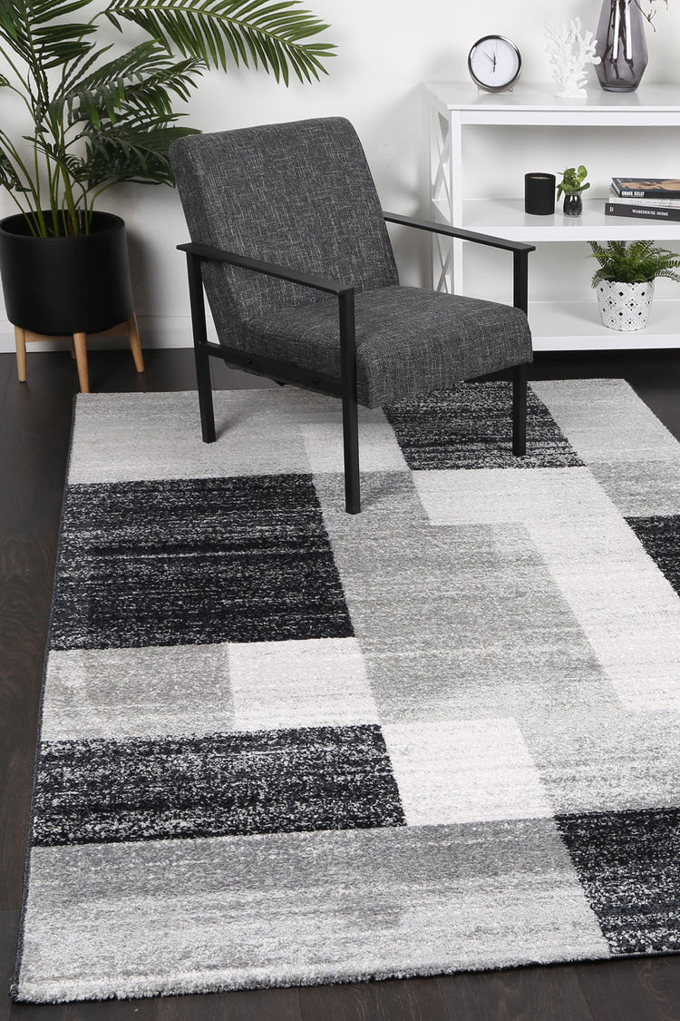 Windjana Abstract Geometric Grey Rug