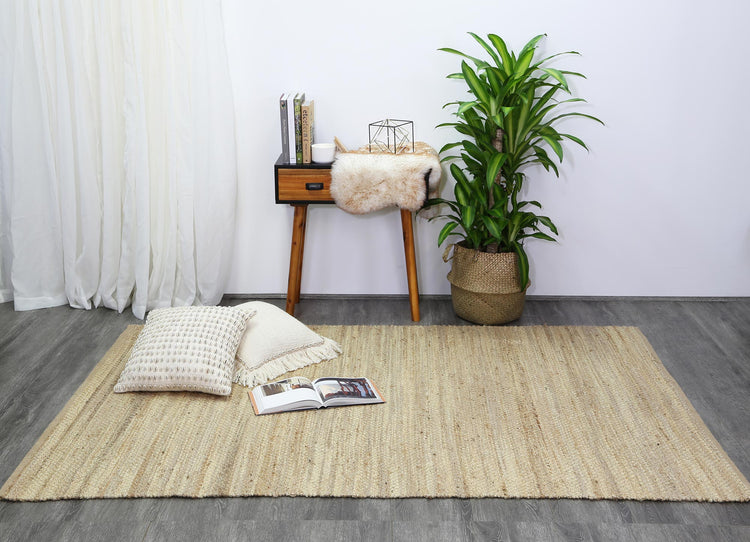 Malmo Beige Stipe Natural Jute Rug