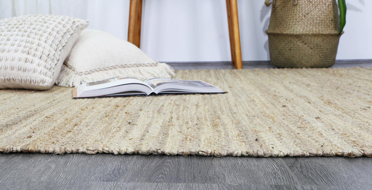 Malmo Beige Stipe Natural Jute Rug