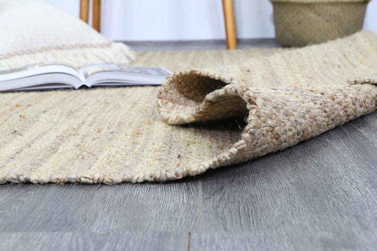 Malmo Beige Stipe Natural Jute Rug