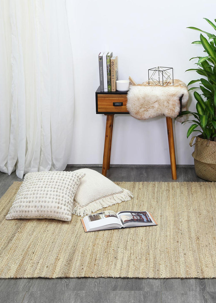 Malmo Beige Stipe Natural Jute Rug