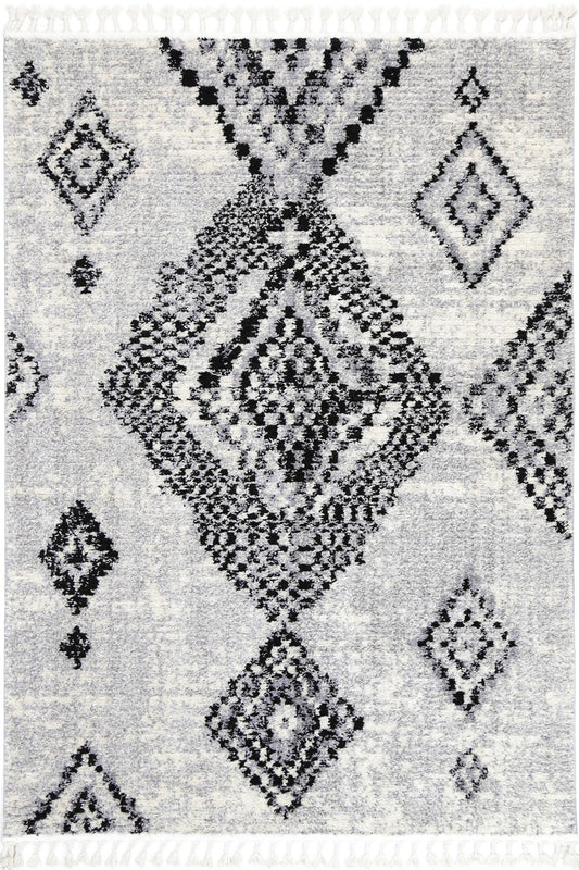 Myk Grey Boho Diamond Rug