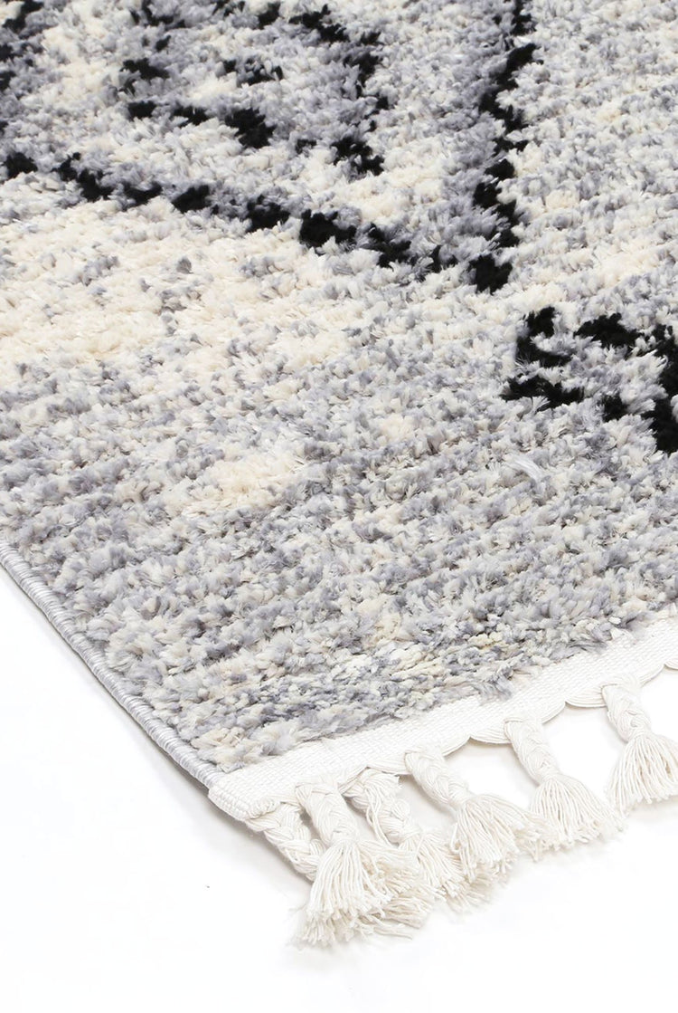 Myk Grey Boho Diamond Rug