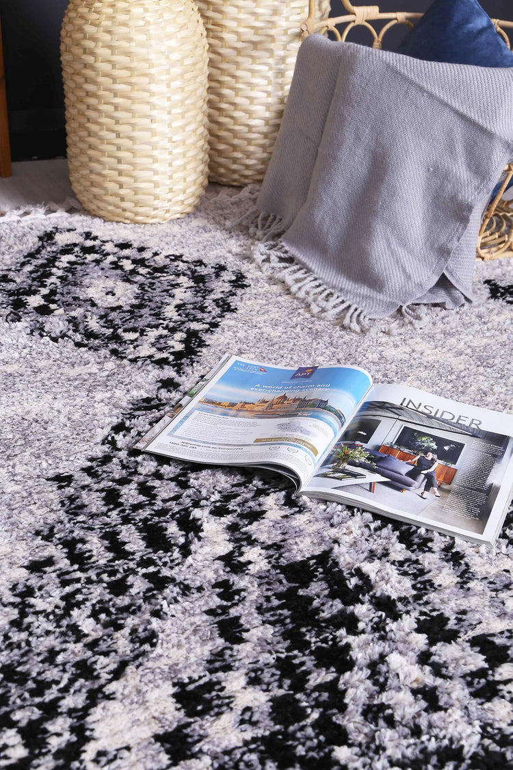 Myk Grey Boho Diamond Rug