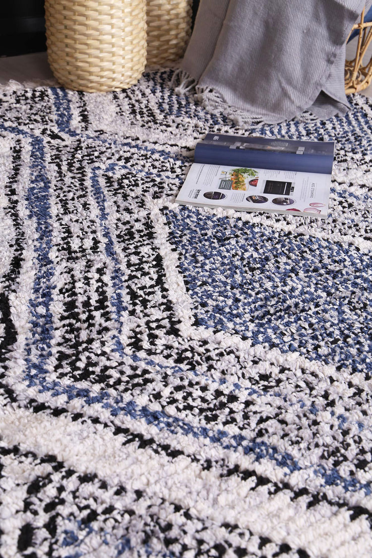 Myk Navy Blue Geometric Rug