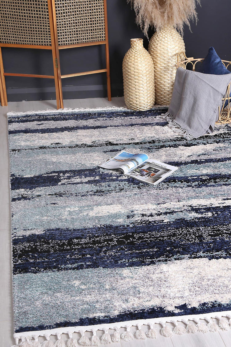 Myk Navy Blue Abstract Rug