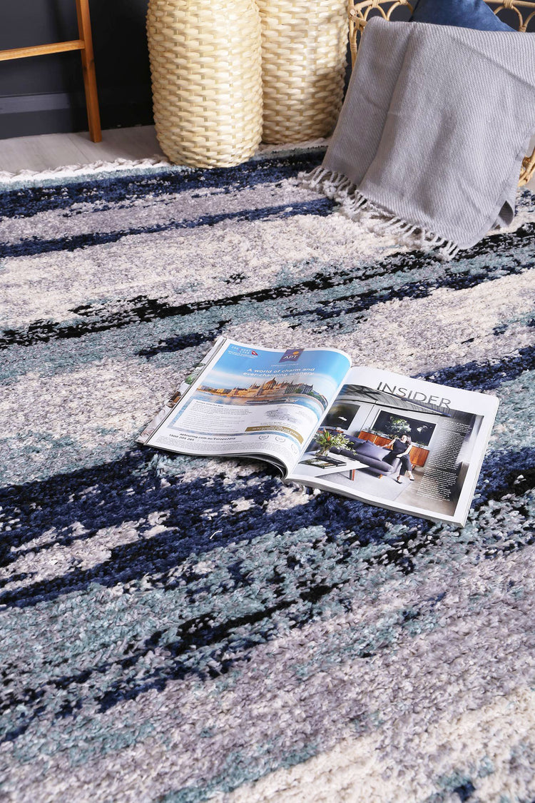 Myk Navy Blue Abstract Rug