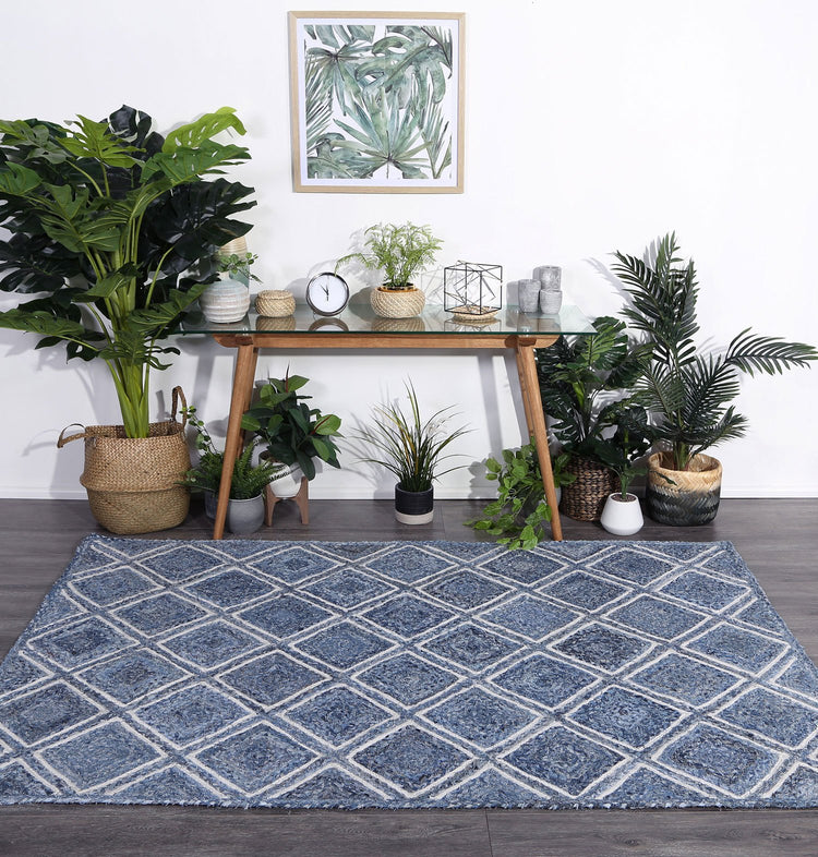 Artisan Blue Natural Parquetry Rug