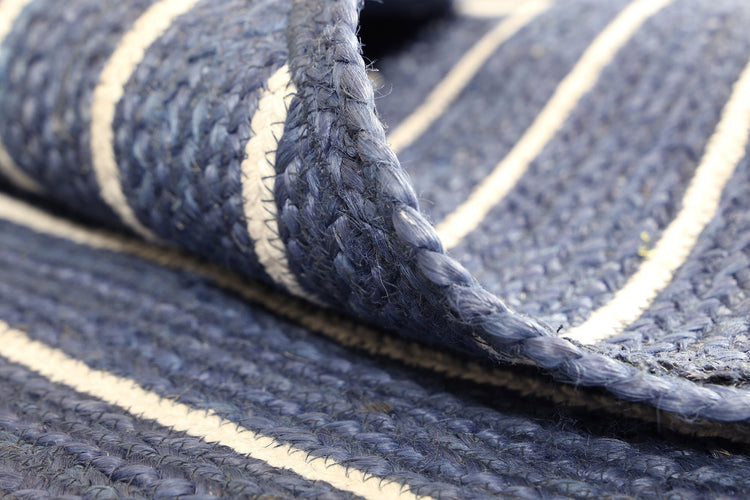 Artisan Navy Blue Natural Parquetry Rug