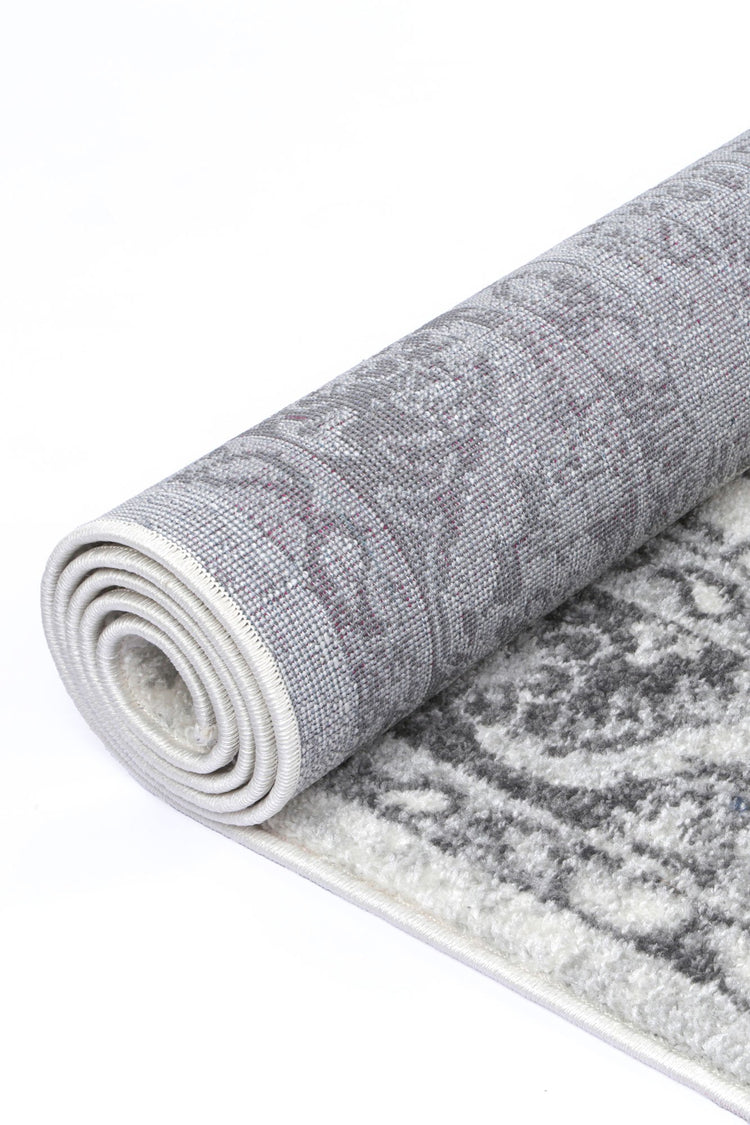 Ligures White Grey Traditional Rug