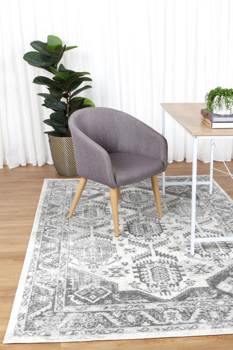 Ligures White Grey Traditional Rug