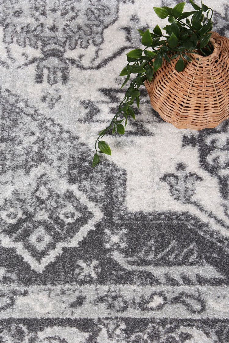 Ligures White Grey Traditional Rug