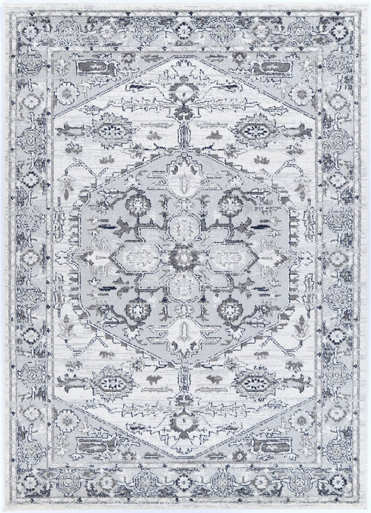 Ligures Grey White Rug